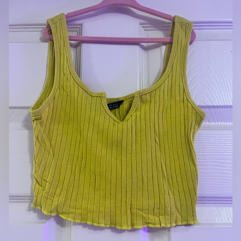 Free People Mustard Yellow Ribbed Crop Top